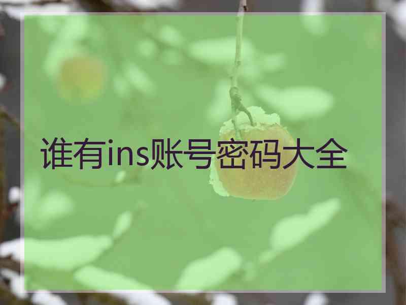 谁有ins账号密码大全