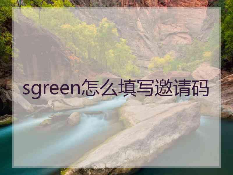 sgreen怎么填写邀请码